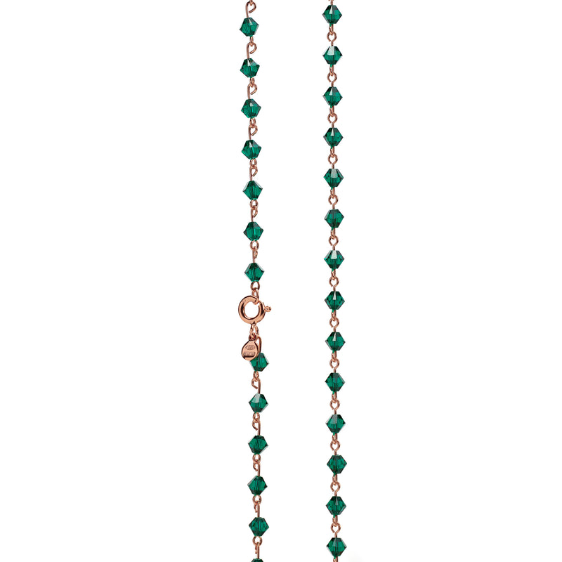 SPLENDORA | Collana in Cristalli Swarovski® color Emerald |  Argento 925 e Oro Rosa