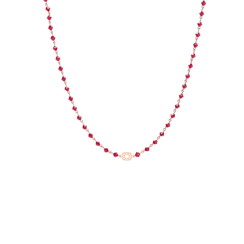 SPERANZA| Collana Girocollo in Cristalli Swarovski® color Siam |  Argento 925 e Oro Rosa