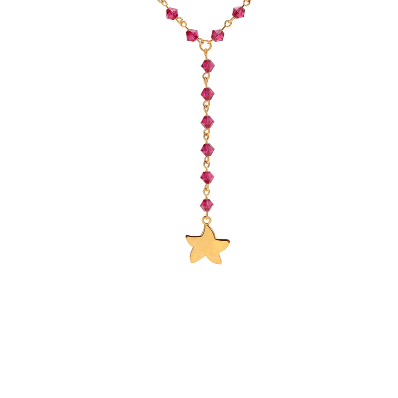 FORTUNA | Collana in Cristalli Swarovski® color Ruby | Argento 925 e oro Giallo