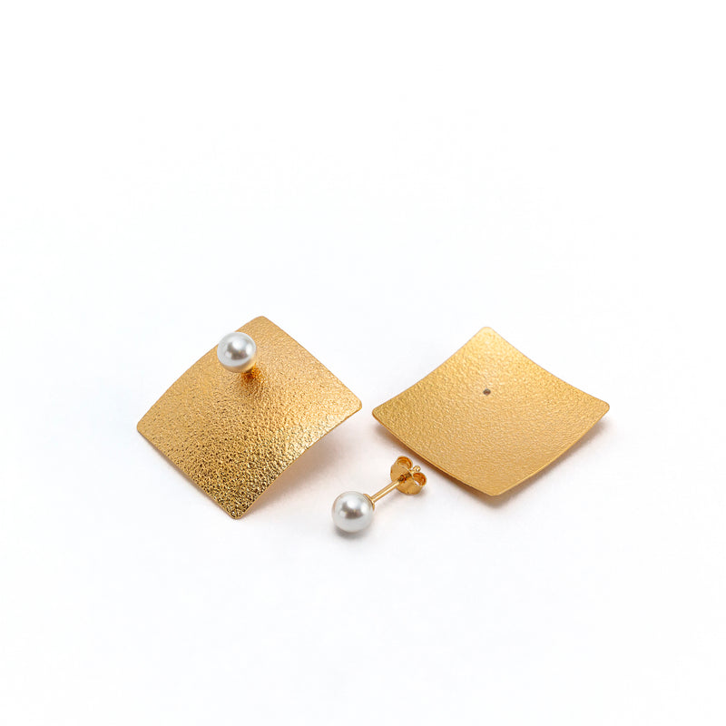 GEMMA | Orecchini con Perla Estraibili  Argento 925 e Oro Giallo